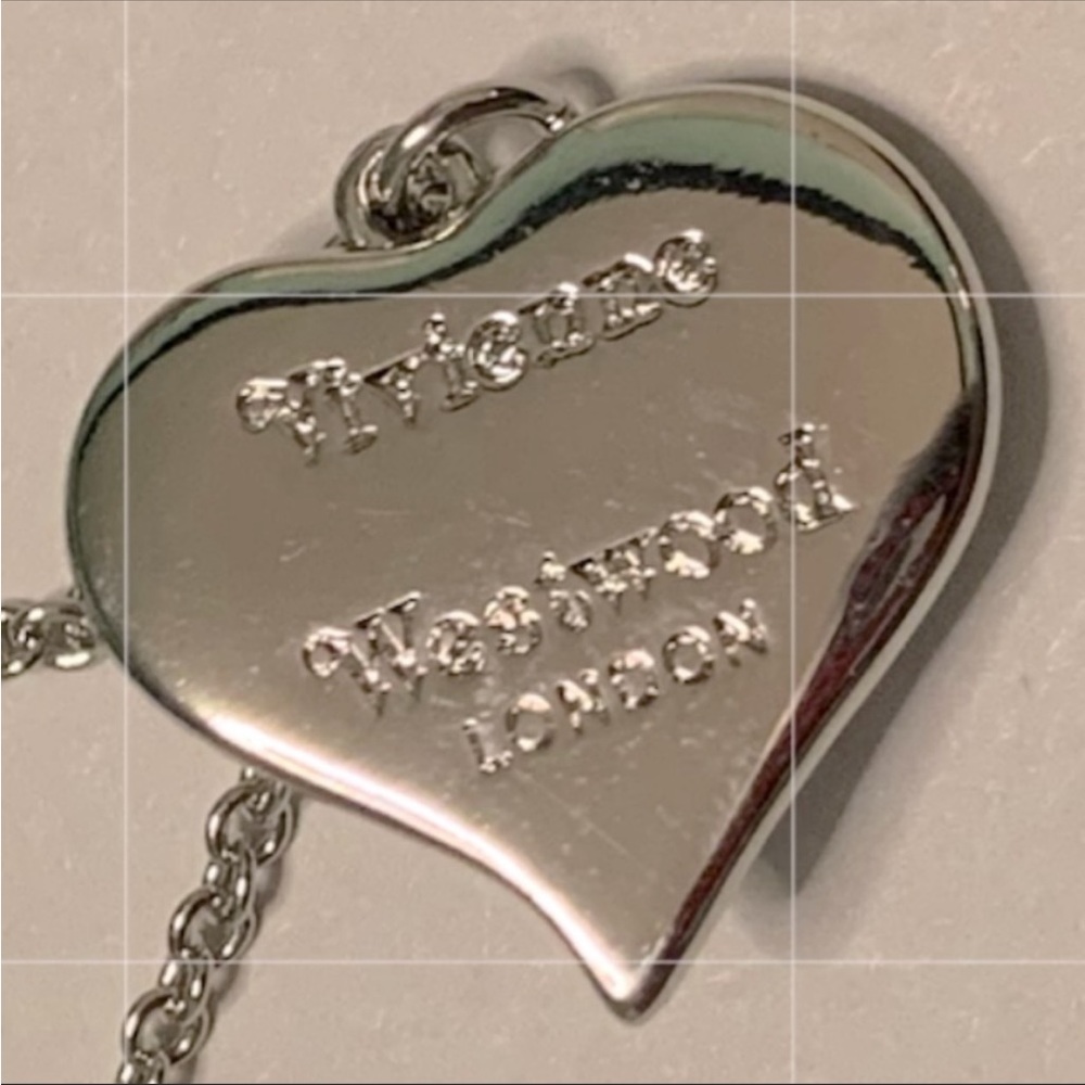 Sold out Vivienne Westwood silver crystal heart pink / purple enamel necklace - Picture 3 of 4